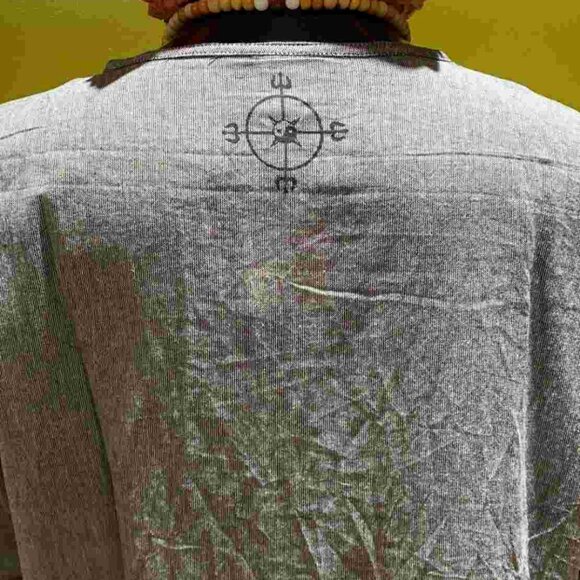 Cotton Bhutani Trim Long-Sleeve V-Neck Tunic - Solid (Gray) - Picture 5 of 5